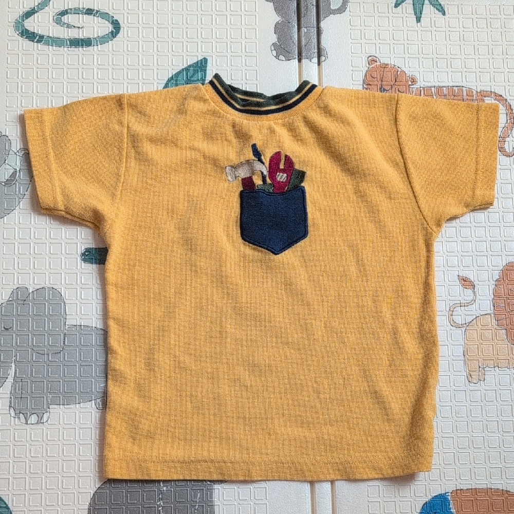 Vintage Healthtex Yellow Kids T-shirt With Pocket Tool Design